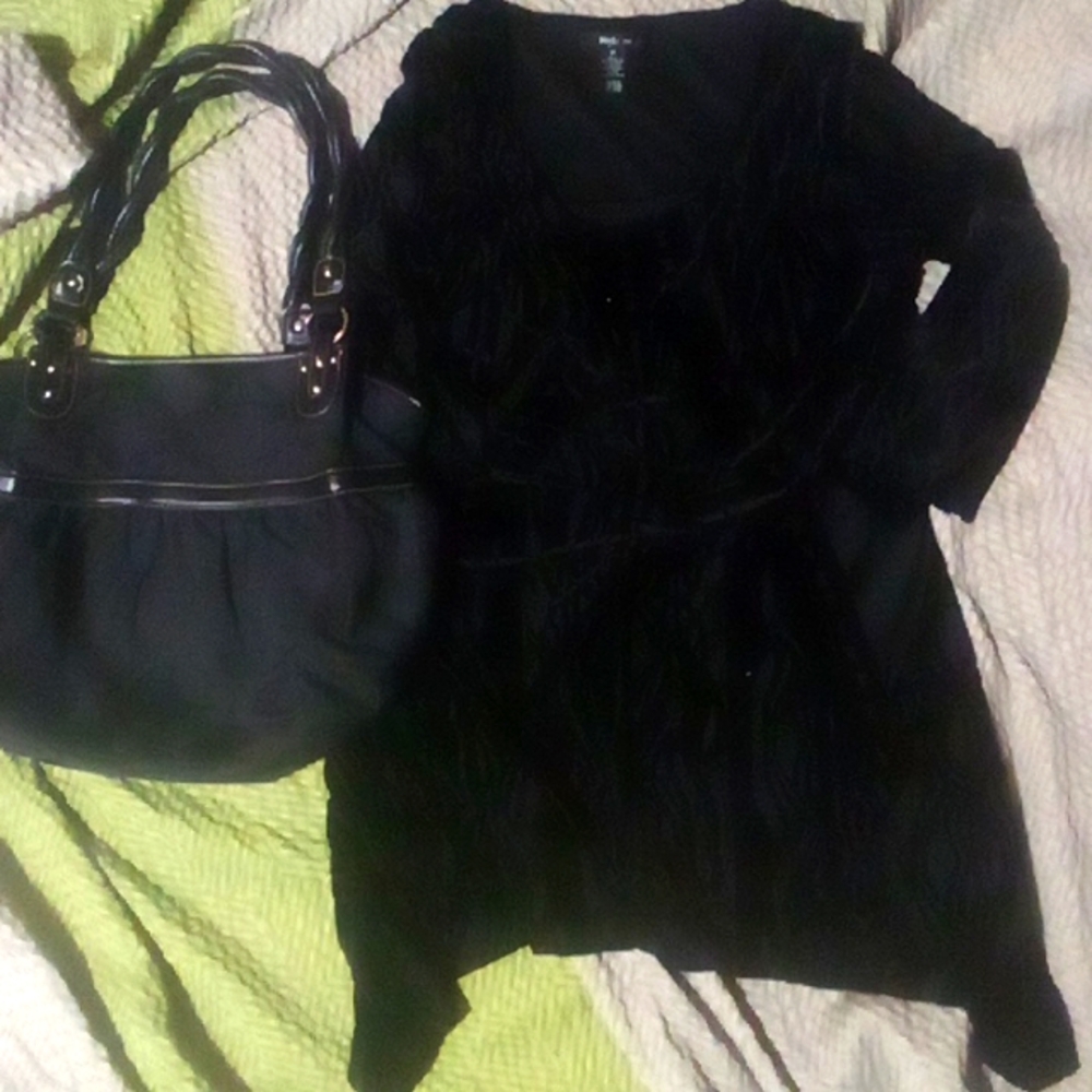 Style & Co. Black Women's Dress, Boat Neck, Elbow length Sleeves, Size M